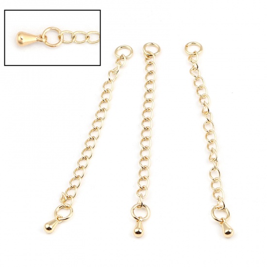 Picture of 100 PCs Brass Extender Chain Drop Real Gold Plated 6cm(2 3/8") long,(about 100 PCs)