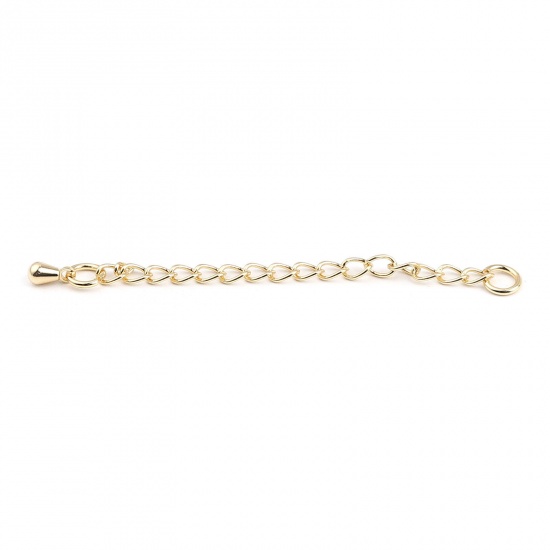 Picture of 100 PCs Brass Extender Chain Drop Real Gold Plated 6cm(2 3/8") long,(about 100 PCs)