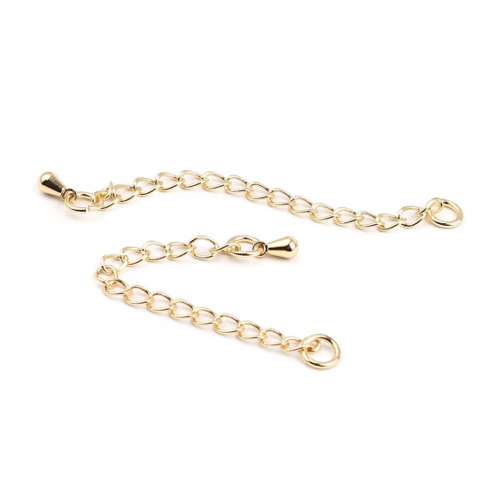 Picture of 100 PCs Brass Extender Chain Drop Real Gold Plated 6cm(2 3/8") long,(about 100 PCs)