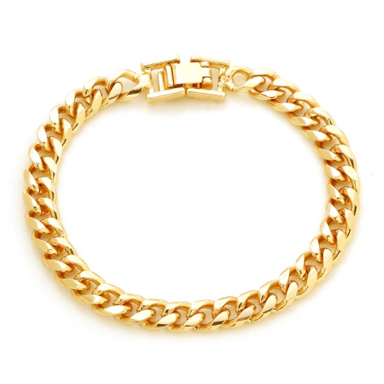 Bild von Messing Einfach Armband Echtgold plattiert 17,5cm