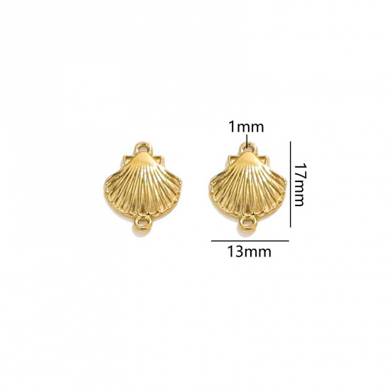 Immagine di 50 Pz Placcatura Sottovuoto 304 Acciaio Inossidabile Gioielli Oceanici Ciondoli Conchiglia Placcato Oro 18K 3D 17mm x 13mm