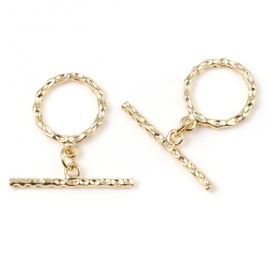 Picture of Brass Toggle Clasps Circle Ring 18K Gold Plated 25mm x 25mm, 1 Piece