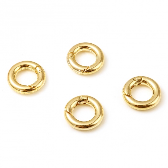 Picture of Brass Safety Rings 18K Real Gold Plated Circle Ring 15mm Dia., 2 PCs