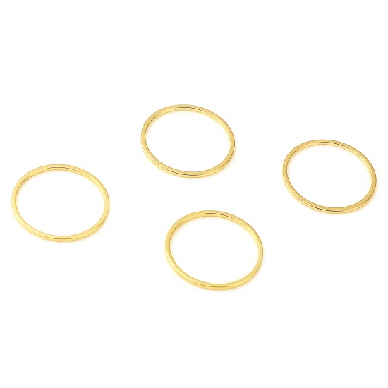 Picture of 1.2mm Copper Jump Rings Findings Closed Soldered 18K Real Gold Plated Circle Ring 16mm Dia., 10 PCs