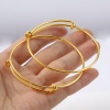 Immagine di Ottone Braccialetto Tondo 18K Vero Oro Placcato Regolabile 19cm Lunghezza, 2 Pz