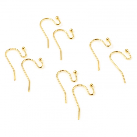 Brass Ear Wire Hooks Earring 18K Real Gold Plated 22mm x 11mm, Post/ Wire Size: (20 gauge), 20 PCs