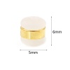 Picture of Brass & Silicone Ear Nuts Post Stopper Earring Findings 18K Real Gold Plated White Cylinder 6mm x 5mm, 10 PCs                                                                                                                                                 