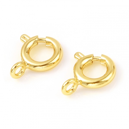 Messing Federringverschluss 18K Echtgold plattiert Rund 10mm x 8mm, 5 Stück