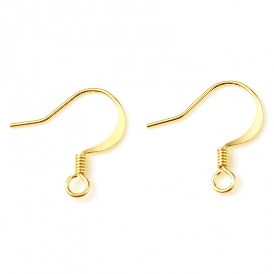 Picture of Copper Ear Wire Hooks Earring Gold Filled Hook W/ Loop 16mm x 16mm, Post/ Wire Size: (21 gauge), 4 PCs