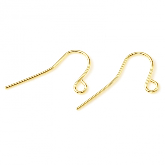 Picture of Copper Ear Wire Hooks Earring Gold Filled W/ Loop 22mm x 12mm, Post/ Wire Size: 0.7mm, 4 PCs