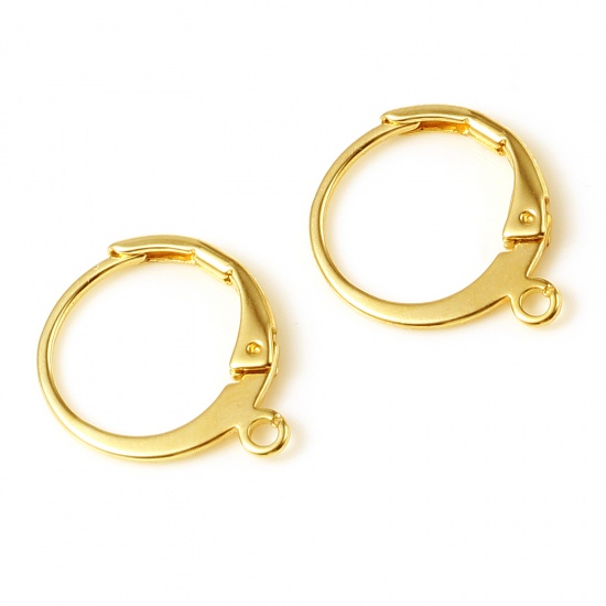 Picture of Copper Hoop Earrings Gold Filled Round W/ Loop 15mm x 12mm, Post/ Wire Size: 0.7mm, 2 PCs