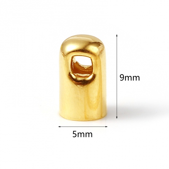 Picture of Copper End Caps Gold Filled Cylinder (Fits 4.6mm Cord) 9mm x 5mm, 5 PCs
