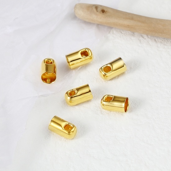 Picture of Copper End Caps Gold Filled Cylinder (Fits 4.6mm Cord) 9mm x 5mm, 5 PCs