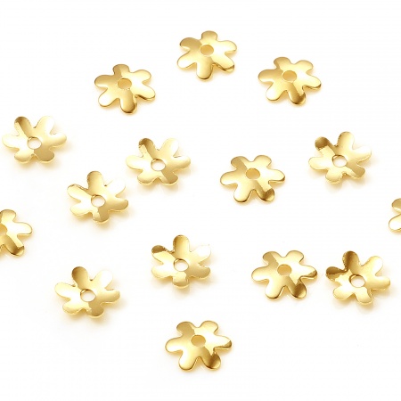 Brass Beads Caps Gold Filled Flower (Fit Beads Size: 8mm Dia.) 6mm x 6mm, 10 PCs