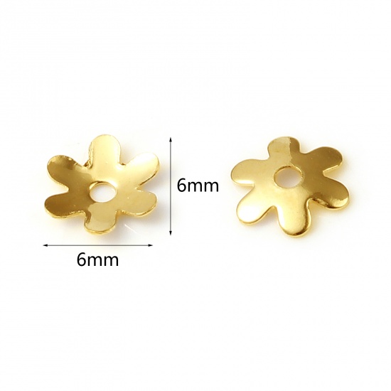 Picture of Copper Beads Caps Gold Filled Flower (Fit Beads Size: 8mm Dia.) 6mm x 6mm, 10 PCs