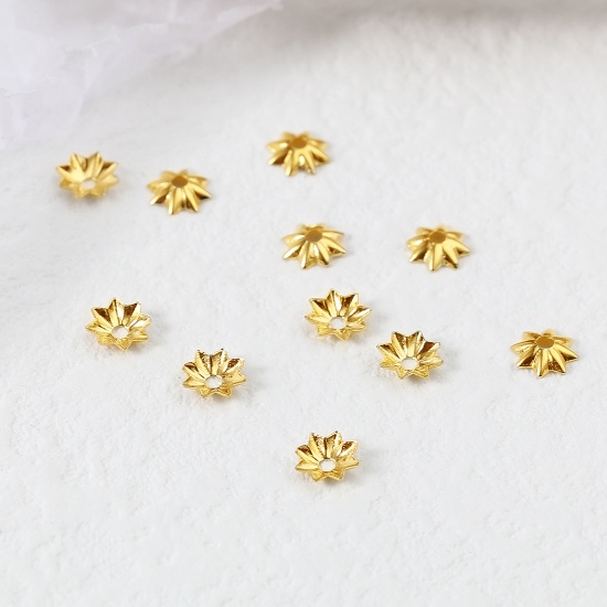 Picture of Brass Beads Caps Gold Filled Star (Fit Beads Size: 6mm Dia.) 5mm x 5mm, 5 PCs