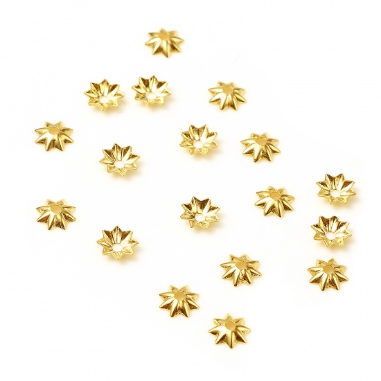 Picture of Brass Beads Caps Gold Filled Star (Fit Beads Size: 6mm Dia.) 5mm x 5mm, 5 PCs