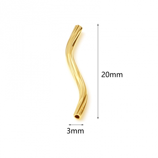 Image de Perles en Laiton Rempli d'Or Tube 20mm x 3mm, 5 Pcs