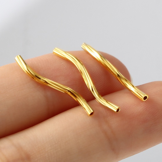 Image de Perles en Laiton Rempli d'Or Tube 20mm x 3mm, 5 Pcs