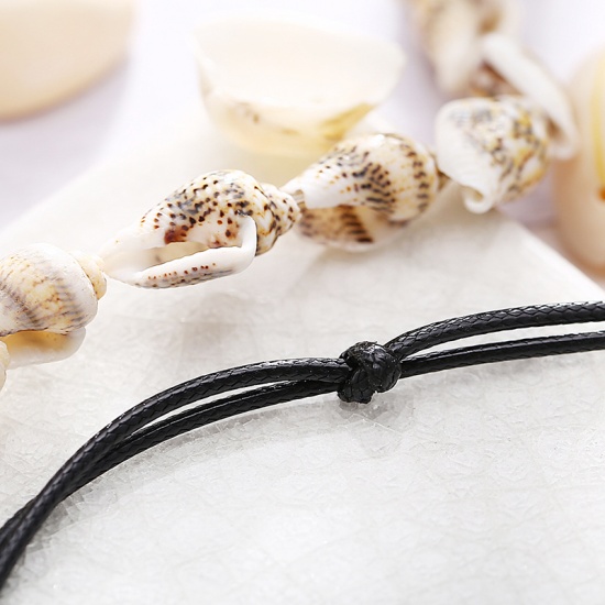 Picture of Natural Shell Anklet Black Round Woven 22.1cm(8 6/8") long, 1 Piece