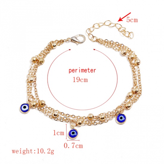 Picture of Multilayer Layered Anklet Gold Plated Eye 19cm(7 4/8") long, 1 Piece