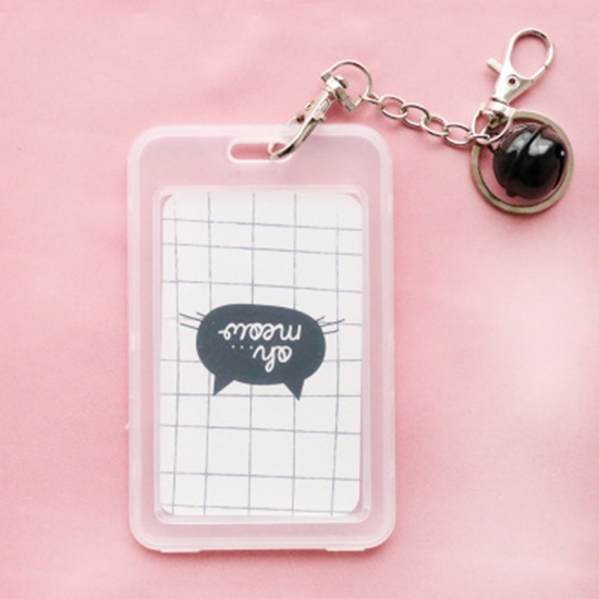 Picture of Plastic ID Card Badge Holders Black & White Bell Pattern 11cm x 6.8cm, 1 Piece