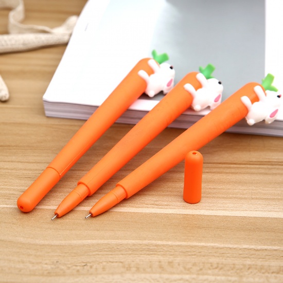 Picture of Plastic Gel Ink Pen Orange Carrot Rabbit 15cm, 3 PCs