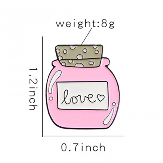 Picture of Pin Brooches Jar Love Symbol Pink 30mm x 18mm, 1 Piece