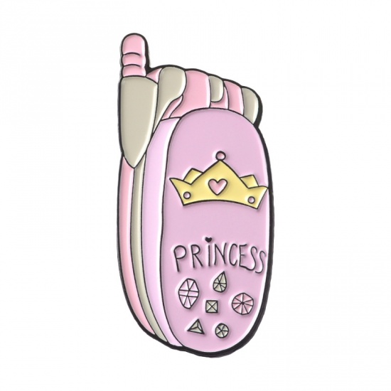 Picture of Pin Brooches Telephone Pink 35mm x 18mm, 1 Piece