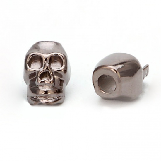 Picture of Zinc Based Alloy Clothing Rope Buckle Stopper Skull Gunmetal 20 PCs
