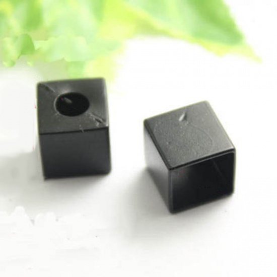 Picture of Zinc Based Alloy Clothing Rope Buckle Stopper Square Black 20 PCs