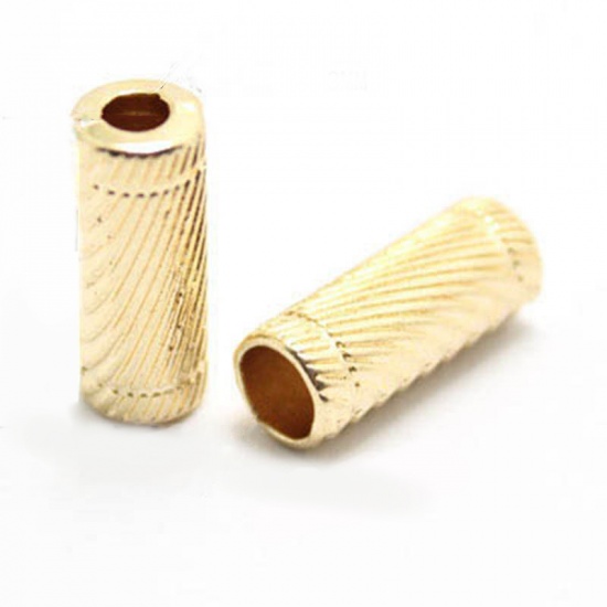 Picture of Zinc Based Alloy Clothing Rope Buckle Stopper Cylinder Gold Plated 20 PCs