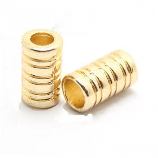 Picture of Zinc Based Alloy Clothing Rope Buckle Stopper Cylinder Gold Plated 20 PCs