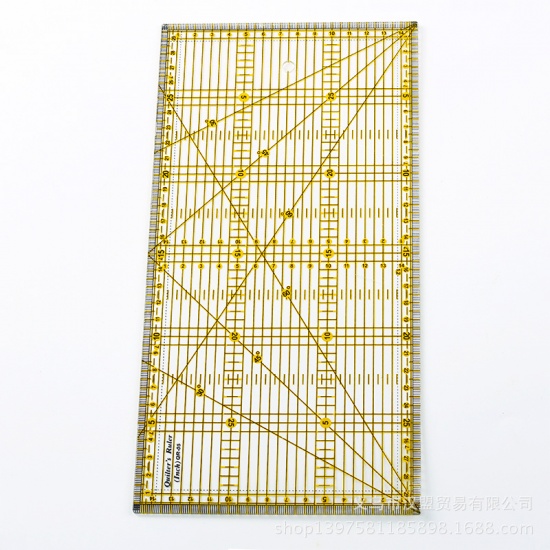 Image de  Règle de Patchwork en Plastique Rectangle Jaune 30cm x 15cm, 1 Pièce 