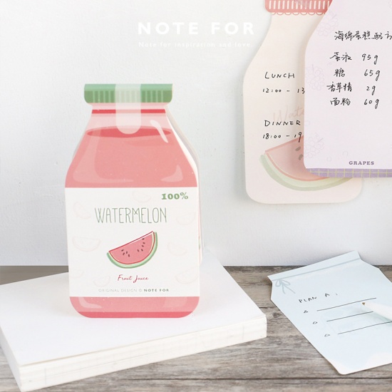 Picture of (30 Sheets) Paper Memo Notepad Stationery White & Pink Jar 13.7cm x 7.7cm, 1 Copy