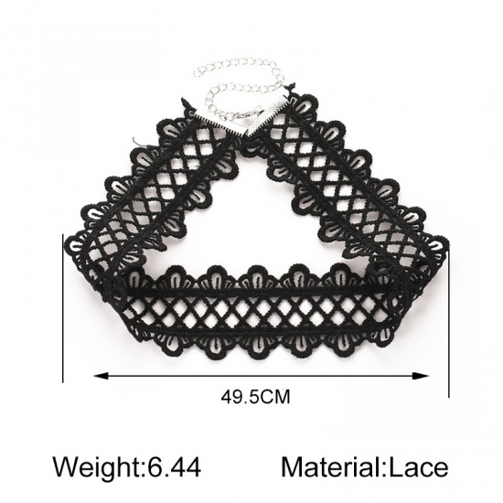 Picture of Choker Necklace Black Lace 49.5cm(19 4/8") long, 1 Piece