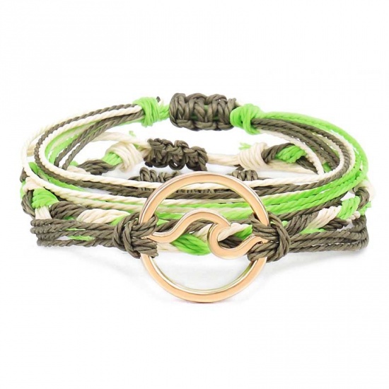 Picture of Bracelet Set Green Circle Ring Adjustable 1 Set ( 3 PCs/Set)