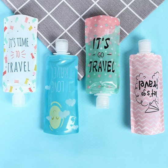 Picture of Plastic Refillable Travel Empty Bottles Shampoo Shower Gel Lotion Container Multicolor 16.5cm x 6.5cm, 2 PCs