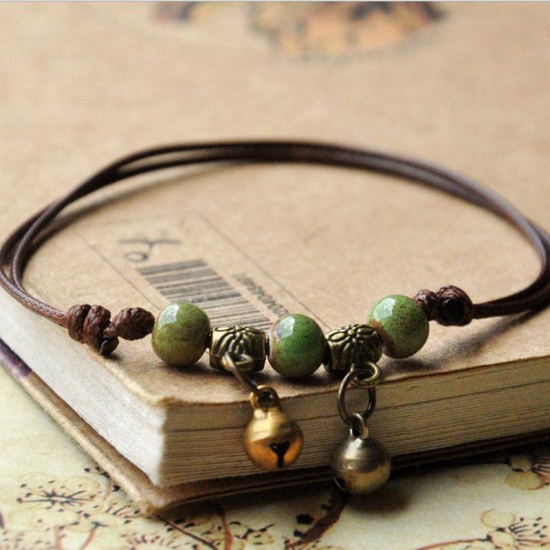 Picture of Braided Bracelets Green Bell Adjustable 5.5cm Dia., 1 Piece