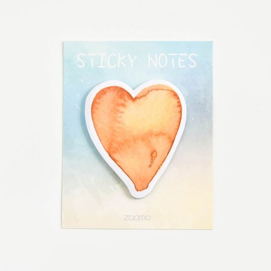 Picture of Paper Memo Sticky Note Orange Heart 70mm x 70mm, 1 Copy