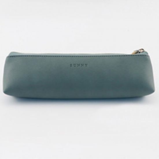 Picture of PU Leather Pencil Case Rectangle Steel Gray 20cm x 5cm, 1 Piece