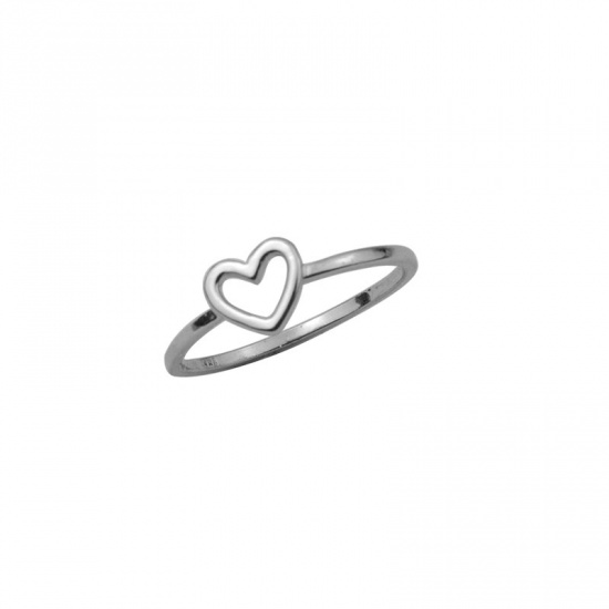 Picture of Rings Silver Tone Circle Ring Heart 18.1mm(US Size 8), 1 Piece
