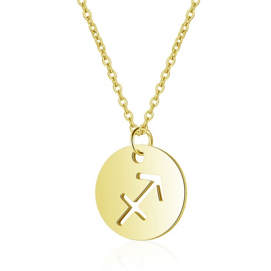 Picture of Necklace Gold Plated Round Sagittarius Sign Of Zodiac Constellations 1 Piece