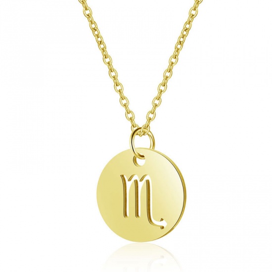 Picture of Necklace Gold Plated Round Scorpio Sign Of Zodiac Constellations Polished 45cm(17 6/8") long, 1 Piece