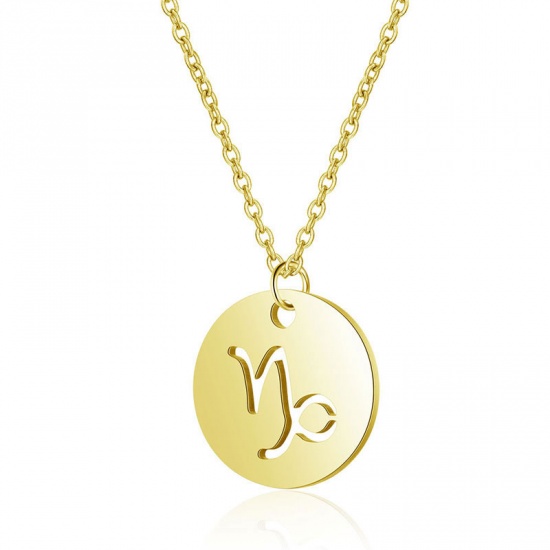 Picture of Necklace Gold Plated Round Capricornus Sign Of Zodiac Constellations Polished 45cm(17 6/8") long, 1 Piece