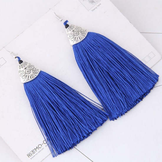 Picture of Tassel Earrings Royal Blue 10.5cm x 3.5cm, 1 Pair