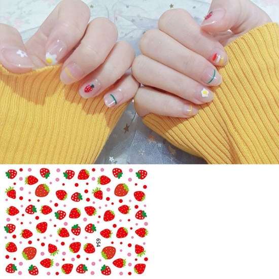 Picture of PVC Nail Art Stickers Decoration Strawberry Red 1 Sheet