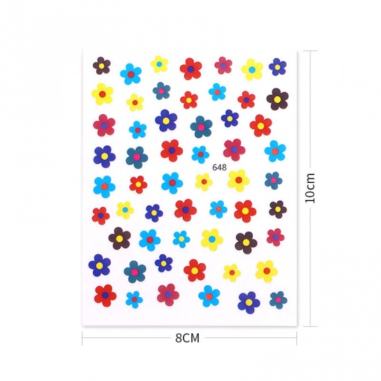 Изображение PVC Пластик Наклейки для Ногтей хризантема Разноцветный 1 Лист
