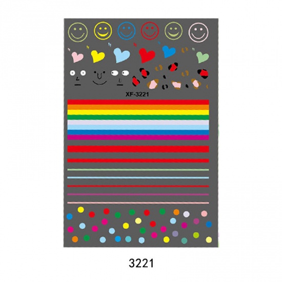 Изображение PVC Пластик Наклейки для Ногтей Радуга Сердце Разноцветный 1 Лист