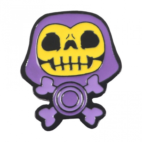 Picture of Halloween Pin Brooches Skull Purple Enamel 1 Piece